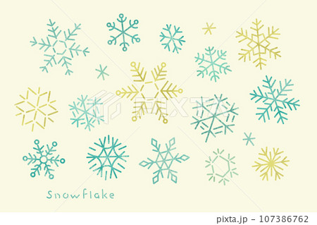 手描き風雪の結晶セット 107386762