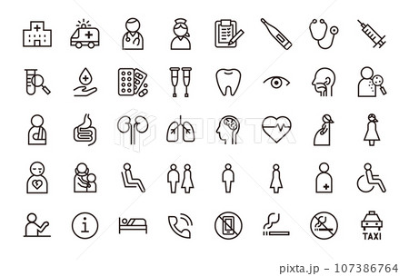 病院・医療関連アイコンセット 病院・医療関連アイコンセット 107386764
