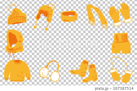 冬季黃色冬季服裝插圖集 107387514