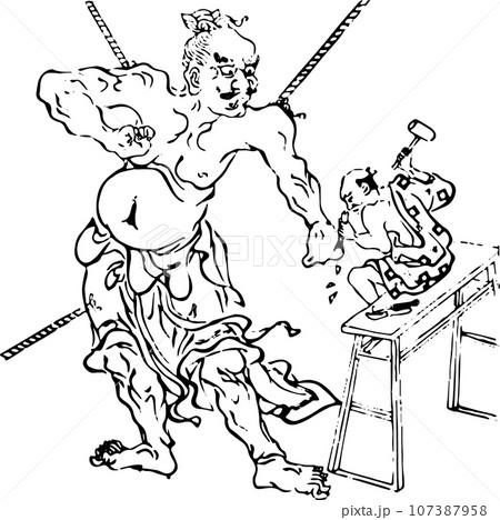 仁王像を彫る彫刻師 107387958