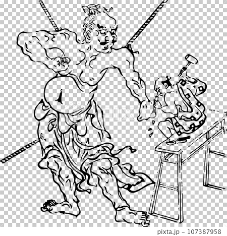 仁王像を彫る彫刻師 107387958