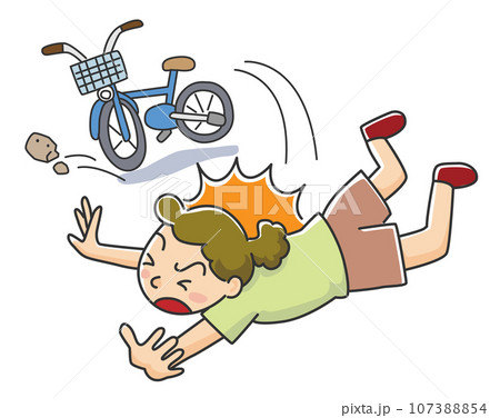 自転車で転んでケガをする女性 自転車で転んでケガをする女性 107388854