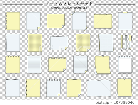 Memo and notebook frame set, frame, decoration, stylish, cute, decoration, sticky note, stationery 107389046