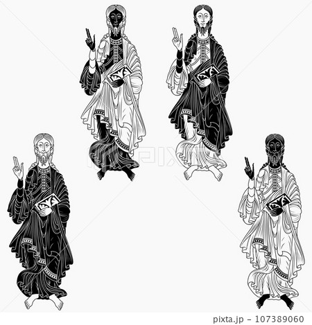 Apostle Santiago holding a Christian codex Apostle Santiago holding a Christian codex 107389060