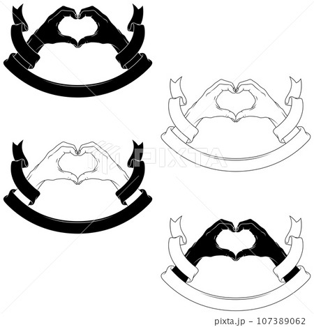 Hands forming a heart with ribbon 107389062