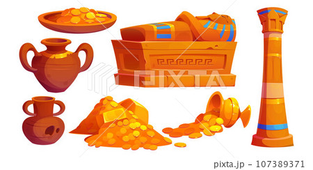 Egyptian pharaoh tomb elements - cartoon vector Egyptian pharaoh tomb elements - cartoon vector 107389371