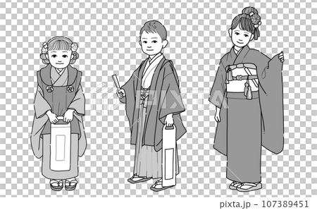 Shichigosan illustration of children in Japanese clothing Shichigosan illustration of children in Japanese clothing 107389451