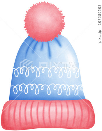 watercolor cute winter knit hat 107389502