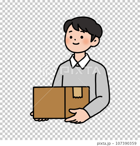 Men with cardboard boxes 107390359