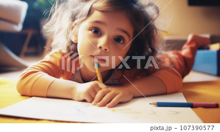 真面目に勉強する女の子 Girl studying seriously AI生成画像 107390577