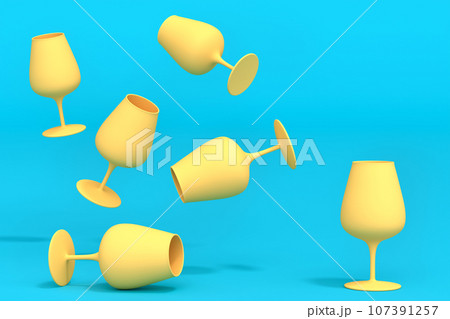 Set of yellow glasses of fresh draft beer on a green monochrome background. Set of yellow glasses of fresh draft beer on a green monochrome background. 107391257