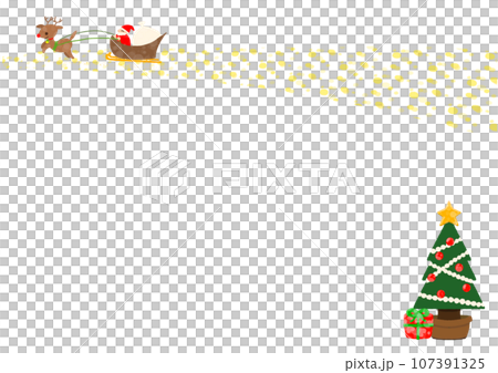 Cute Christmas frame illustration background material [Horizontal] [A4] 107391325