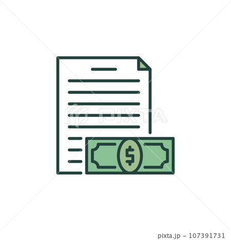 Document with Banknote vector Payment concept colored icon 107391731