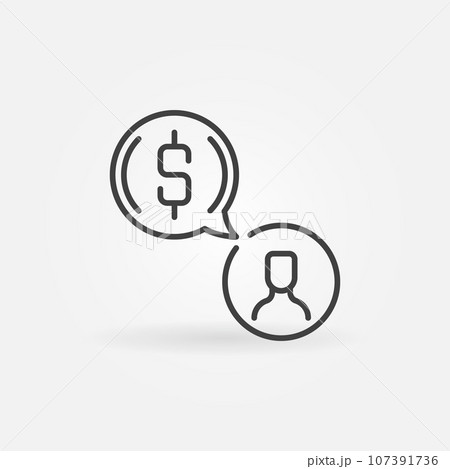 Dollar Speech Bubble with Man vector concept outline icon Dollar Speech Bubble with Man vector concept outline icon 107391736