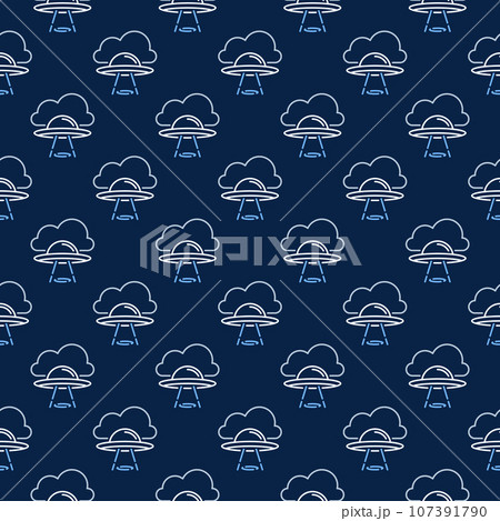 UFO in Sky vector Extraterrestrial Life concept line seamless pattern 107391790