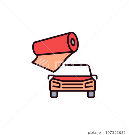 Vinyl Film with Vehicle vector Wrapping concept colored icon Vinyl Film with Vehicle vector Wrapping concept colored icon 107393023