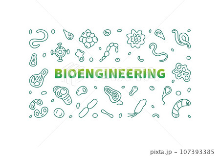 Bioengineering vector Science concept horizontal line banner - Bio Engineering illustration 107393385