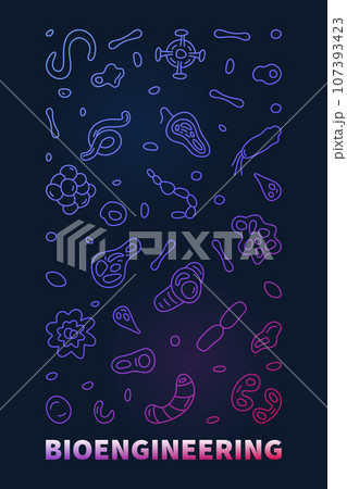Bioengineering vector Science concept thin line colorful vertical banner - Bio-Engineering illustration Bioengineering vector Science concept thin line colorful vertical banner - Bio-Engineering illustration 107393423