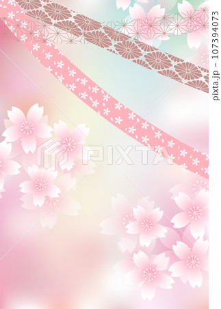 桜 春 年賀状 水彩 背景 桜 春 年賀状 水彩 背景 107394073