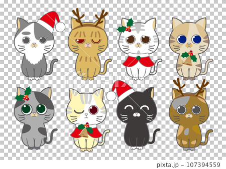 8 types of kitten illustrations_Christmas version 107394559
