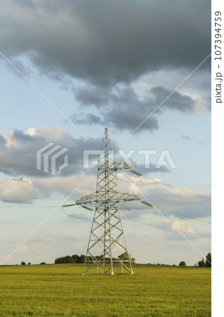Power electric energy tower landscape. Hight voltage power line transmission  107394759