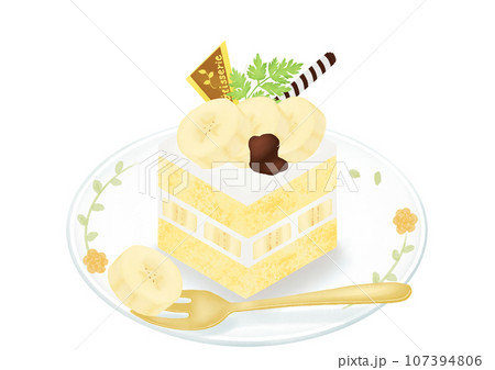 お皿にのったバナナケーキ 107394806