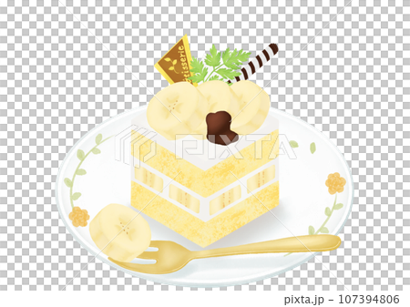お皿にのったバナナケーキ 107394806