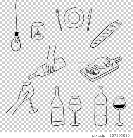 酒手繪線圖插圖集 107395050