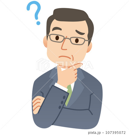 考え事をする会社員　中年男性　ビジネスマン 107395072
