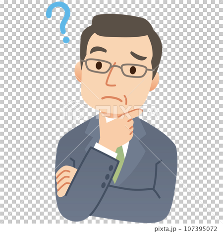 考え事をする会社員　中年男性　ビジネスマン 107395072