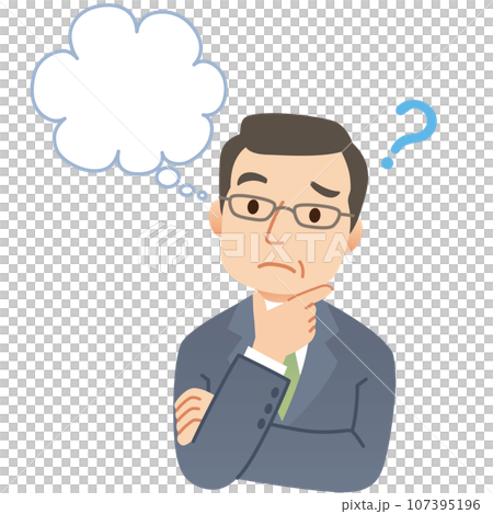 Thinking office worker, middle-aged man, businessman 107395196