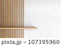 Empty wooden wall shelf on white background. 107395960
