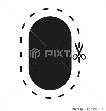 Cut line icon with scissor, cut here guidance, scissors and dash. Coupon mark and symbol for cropping, signifying voucher. Flat vector illustrations isolated in background. 107397034