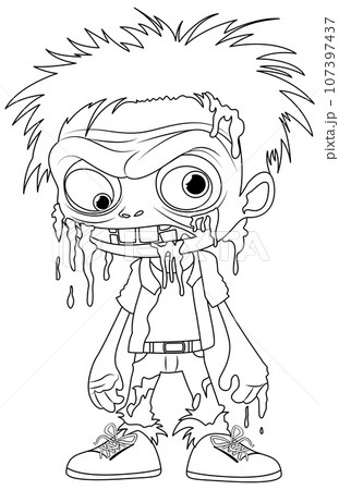Male Zombie Cartoon Outline Illustration Male Zombie Cartoon Outline Illustration 107397437