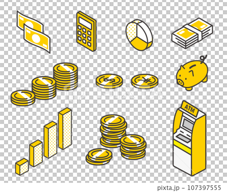Vector illustration of isometric icons related to money and investment / Money / Fund 107397555