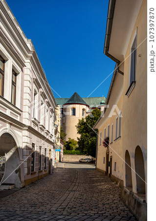 M.D. Rettigova street. Narrow street in Litomysl, Czech Republic 107397870