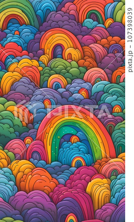 seamless pattern with colorful rainbows seamless pattern with colorful rainbows 107398039