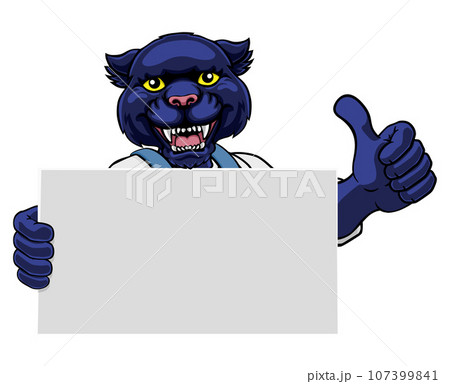 Panther Painter Handyman Mechanic Plumber Cartoon 107399841
