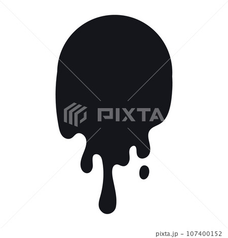 Black melt drips. Current paint or blood drop, oil flow, liquid caramel, ink, chocolate sauce splash. Vector illustration 107400152