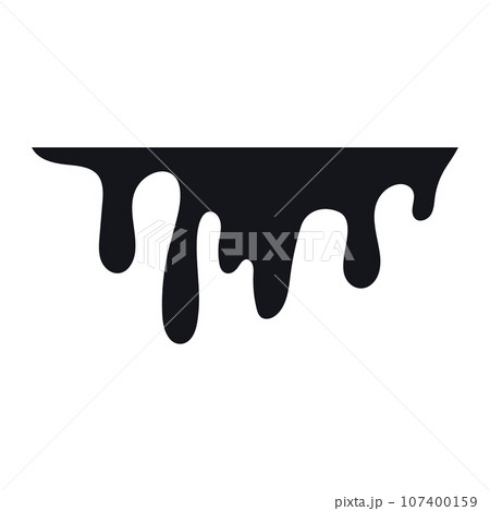 Black melt drips. Current paint or blood drop, oil flow, liquid caramel, ink, chocolate sauce splash. Vector illustration Black melt drips. Current paint or blood drop, oil flow, liquid caramel, ink, chocolate sauce splash. Vector illustration 107400159