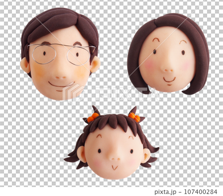 一家三口的笑容（3D黏土插畫） 107400284