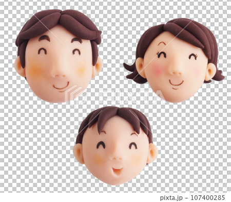 Smiles of a family of three (3D clay illustration) 107400285
