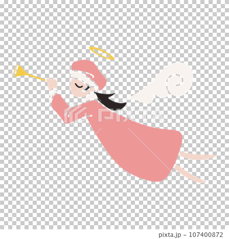 手描きのラッパを吹く天使のイラスト、ベクター素材 手描きのラッパを吹く天使のイラスト、ベクター素材 107400872