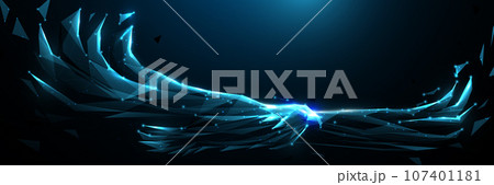 Eagle flying swoop from lines, triangles, and particle style design. Illustration vector 107401181