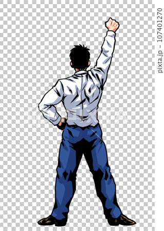 Businessman who plays guts pose Businessman who plays guts pose 107401270