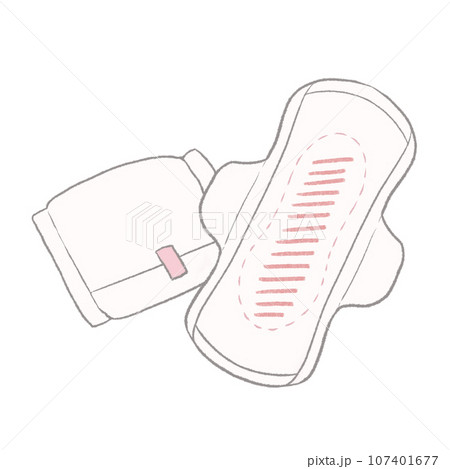 使用した生理用ナプキン（羽根あり）のイラスト 107401677