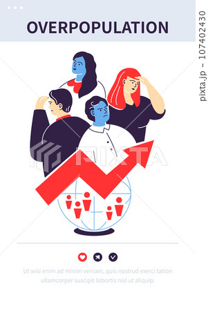 Problem of overpopulation - colorful flat design style banner Problem of overpopulation - colorful flat design style banner 107402430