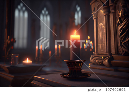 Lit candles in the temple 107402691