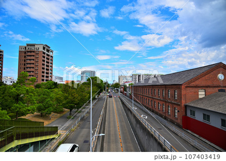 《愛知県》名古屋都市風景　熱田区六野歩道橋から見た風景 107403419
