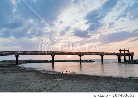 新潟 夕凪の橋 新潟 夕凪の橋 107403653